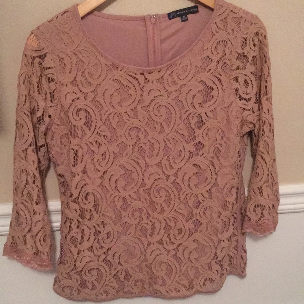 Dressy quarter length sleeve lace top